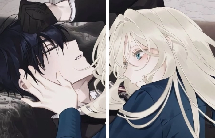 Ảnh anime cặp đôi yêu nhau thể hiện tình cảm ngọt ngào