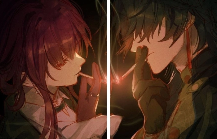 Hình cặp anime ngầu thể hiện phong cách mạnh mẽ, cá tính