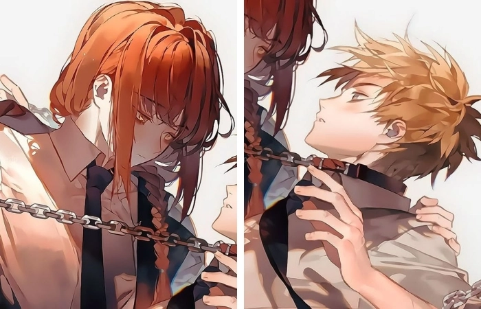 Ảnh anime cặp đôi nam nữ với khoảnh khắc lãng mạn