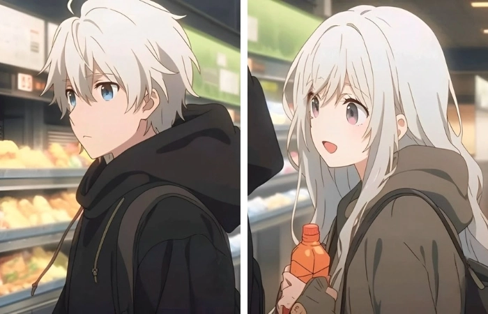 Ảnh cặp đôi yêu nhau anime thể hiện sự ngọt ngào