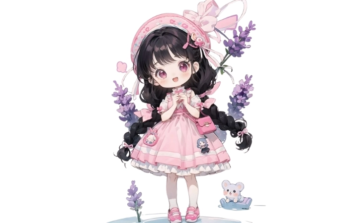 Nhân vật hoạt hình cute nữ mang nét dễ thương và tinh nghịch