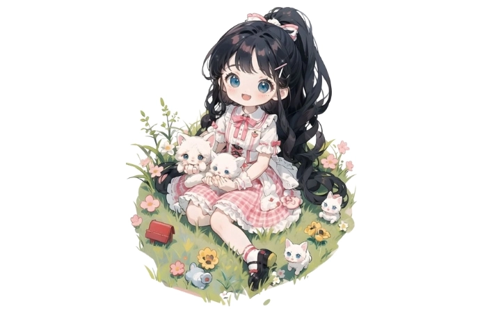 Ảnh anime nữ cute chibi kết hợp phong cách đáng yêu và sinh động