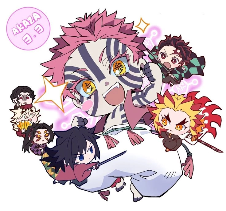 Akaza douma chibi thượng huyền tam cực đáng yêu