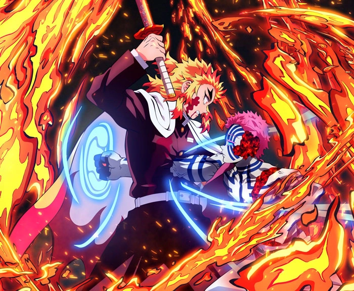 Akaza x rengoku trận chiến kinh điển của kimetsu