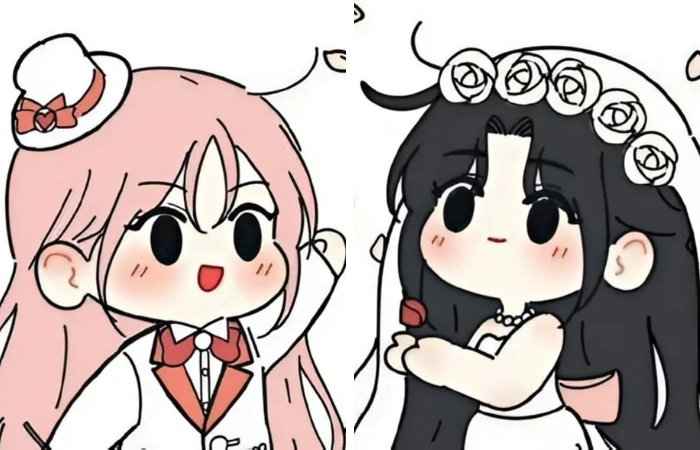 Dễ thương với avatar đôi bff nữ chibi cực đáng yêu