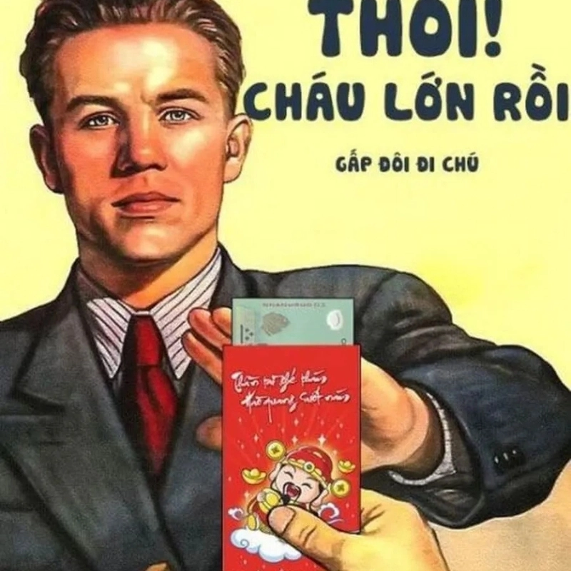 Nhận lì xì online với ảnh meme lì xì tết
