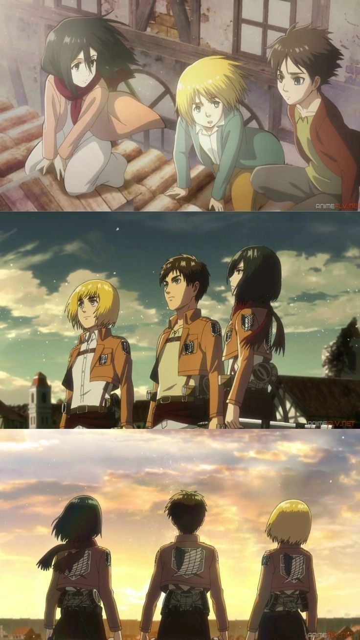 Armin Eren Mikasa những người bạn đồng hành qua mọi thử thách