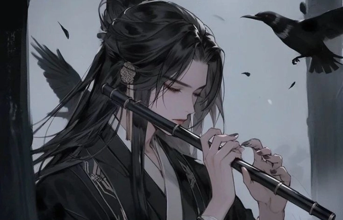 Anime cổ trang nam lạnh lùng thể hiện vẻ bí ẩn và mạnh mẽ