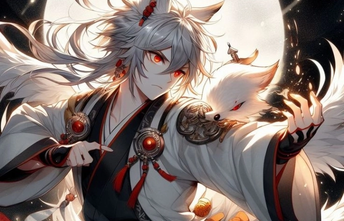 Anime hồ ly 9 đuôi nam mang vẻ ngoài thần bí và quyến rũ