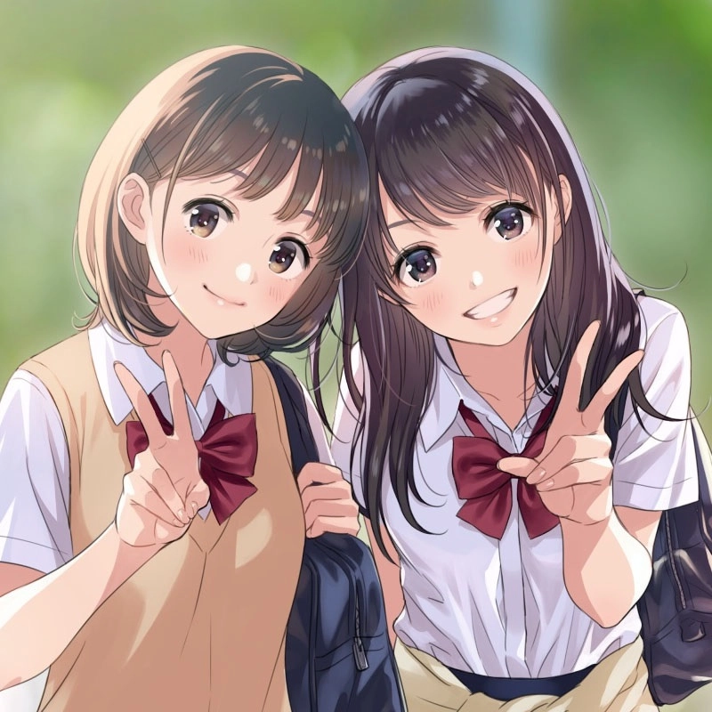 Anime chibi avatar đôi bạn thân nữ cute là lựa chọn lý tưởng