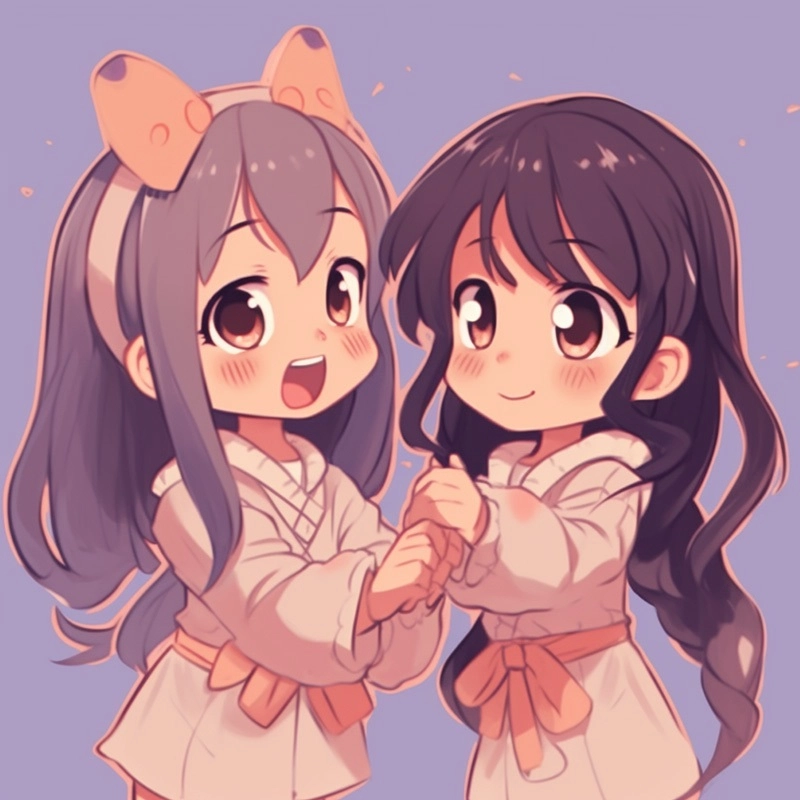 Ảnh cặp anime cute avatar đôi bff nữ chibi là hình ảnh nổi bật