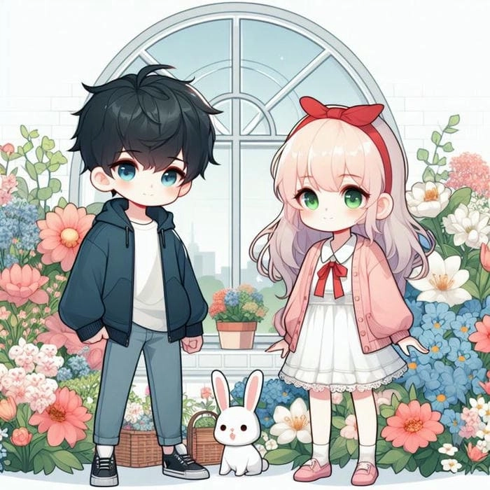 Avatar cặp đôi cute chibi mang sắc thái ngọt ngào lãng mạn