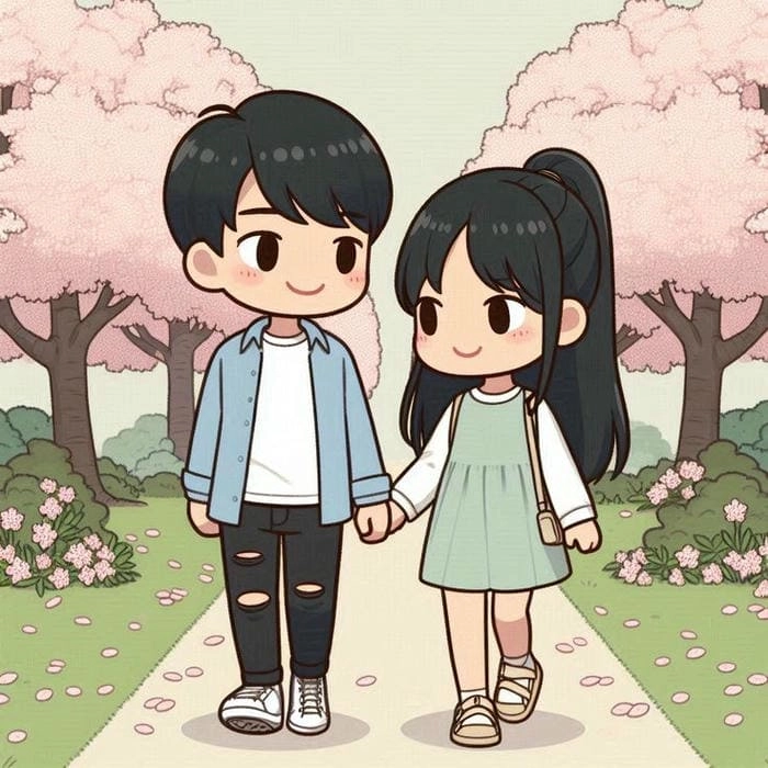 Avatar chibi cặp đôi hình cute thể hiện tình bạn đáng yêu