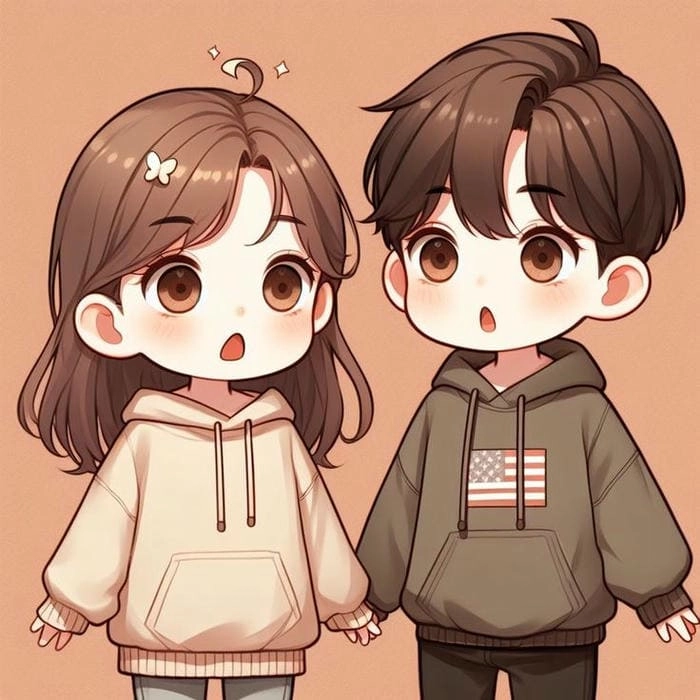 Avatar cute đôi chibi cực hợp với cặp đôi yêu nhau