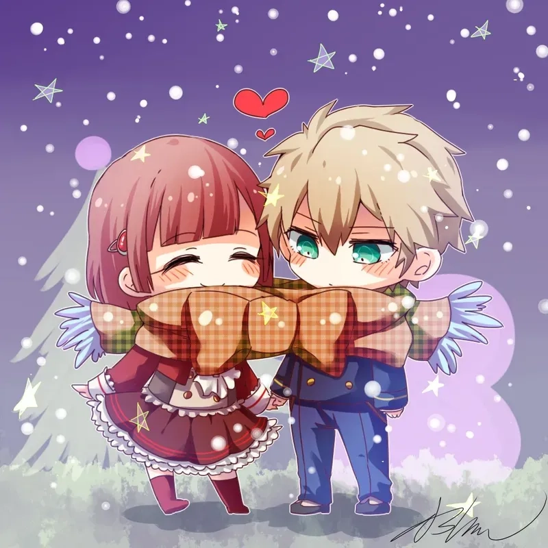 Ảnh avatar đôi chibi cute lan tỏa cảm xúc tích cực