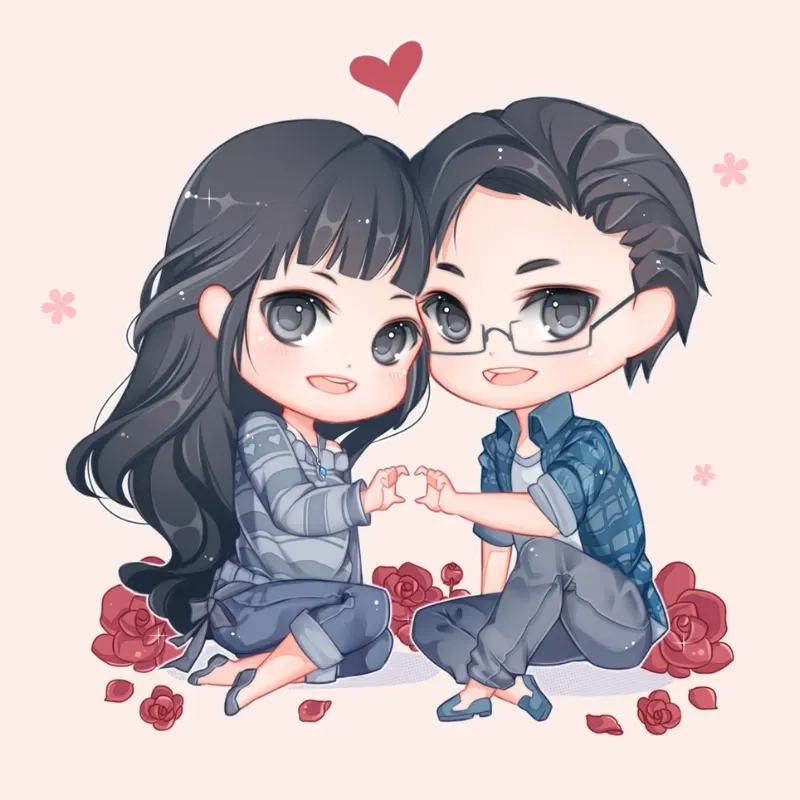 Chibi yêu nhau avatar đôi cute là biểu tượng tình cảm tuyệt vời