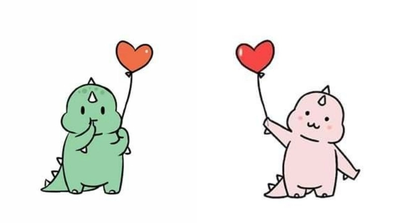 Siêu dễ thương với avatar khủng long cute đôi