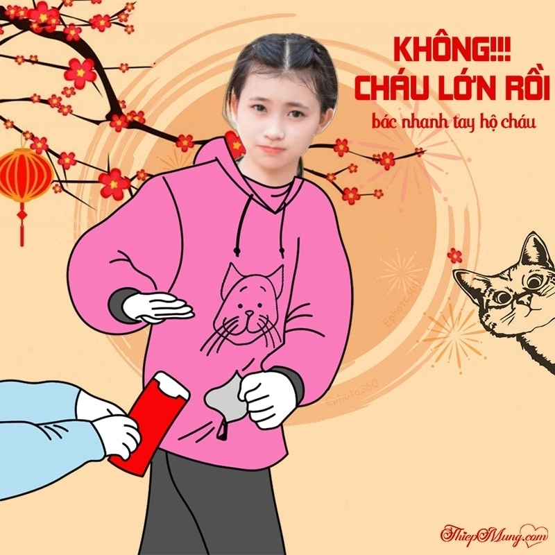 Biến hình ngay với ghép ảnh meme tết siêu hài