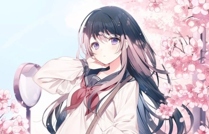Ảnh anime nữ học sinh cute thể hiện nét trẻ trung, dễ thương