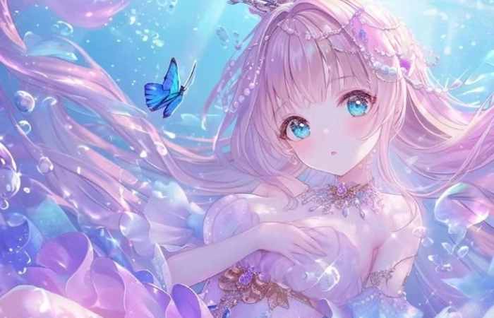 Ảnh anime nữ màu hồng cute phù hợp với những ai yêu thích sự nữ tính