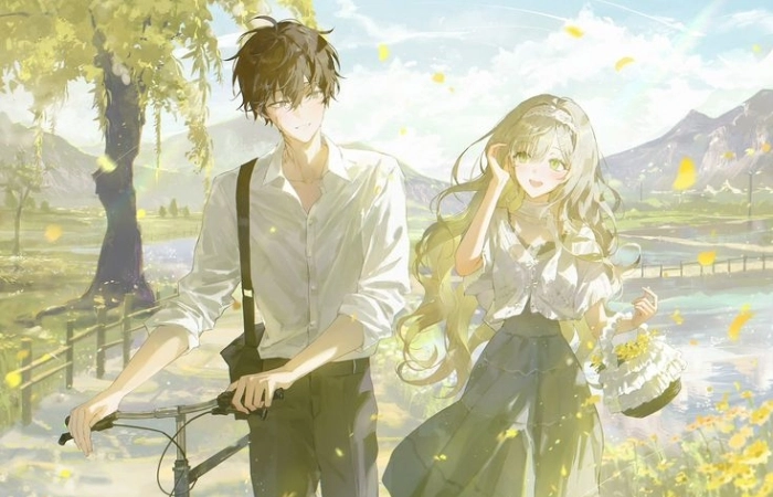 Hình ảnh anime cute nam nữ thể hiện tình cảm đáng yêu giữa hai nhân vật