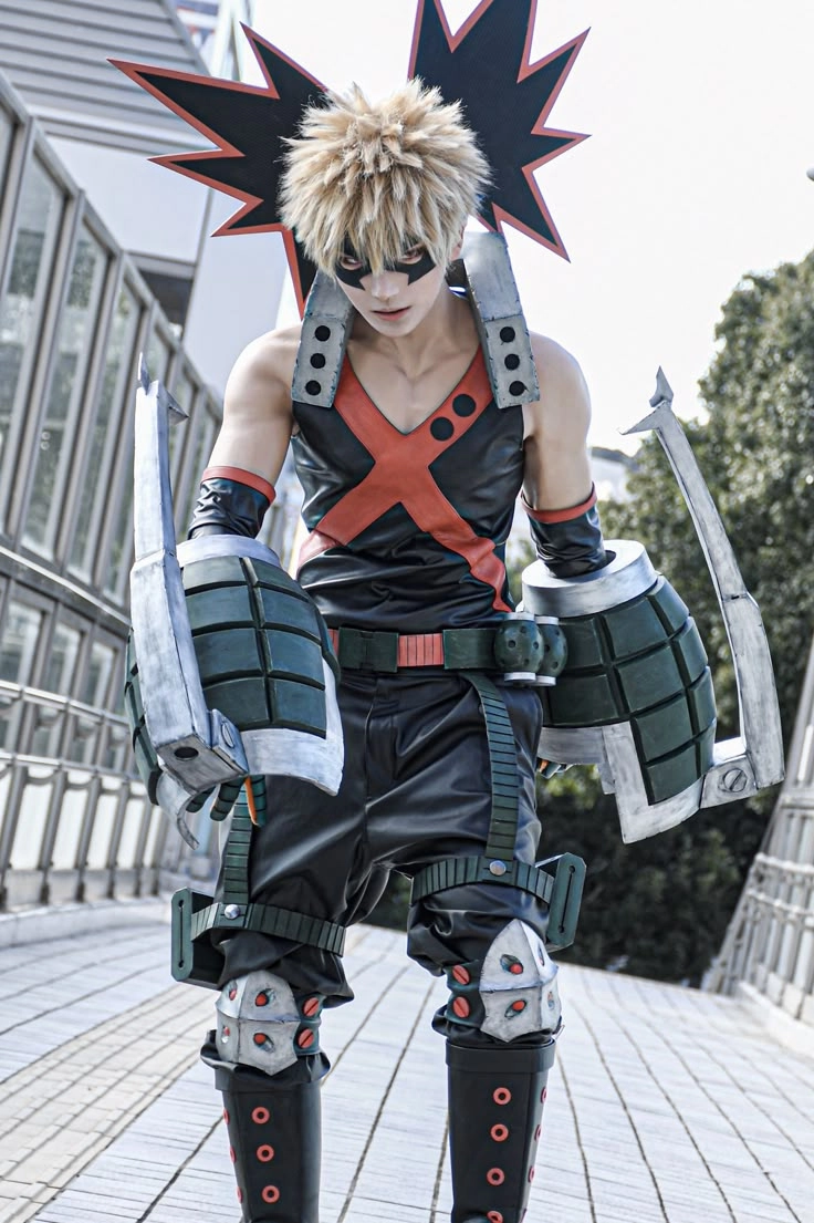 Bakugou cosplay khi fan tái hiện hình ảnh Bakugo ngoài đời thực
