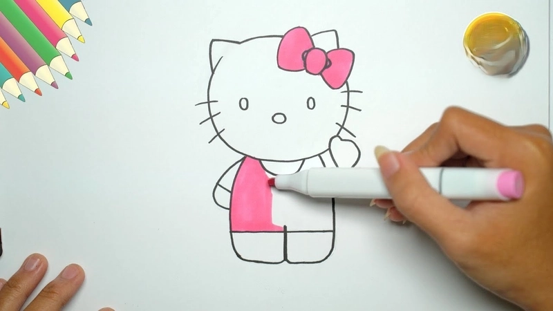 Bộ sưu tập hình tô màu mèo hello kitty đẹp dành cho bé