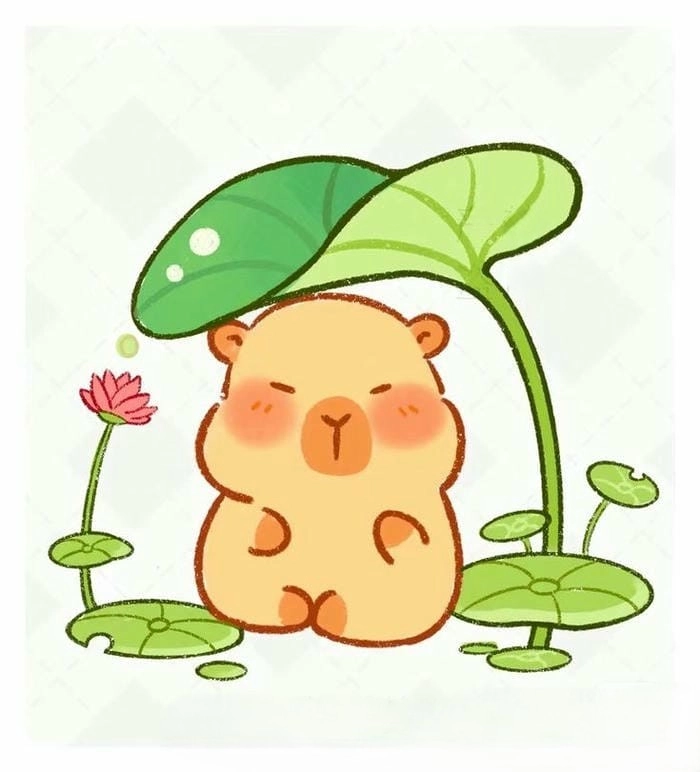 Hình ảnh capybara chibi đa dạng phong cách dễ thương