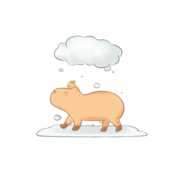 Hình nền máy tính capybara cute chibi sinh động và tươi sáng