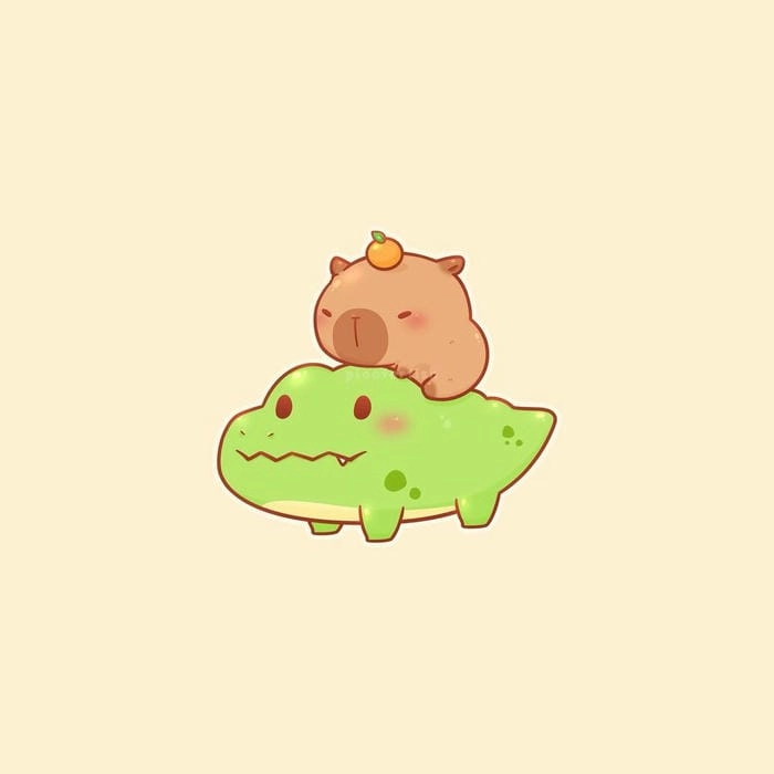 Hình chibi capybara dễ thương với phong cách hoạt hình độc đáo