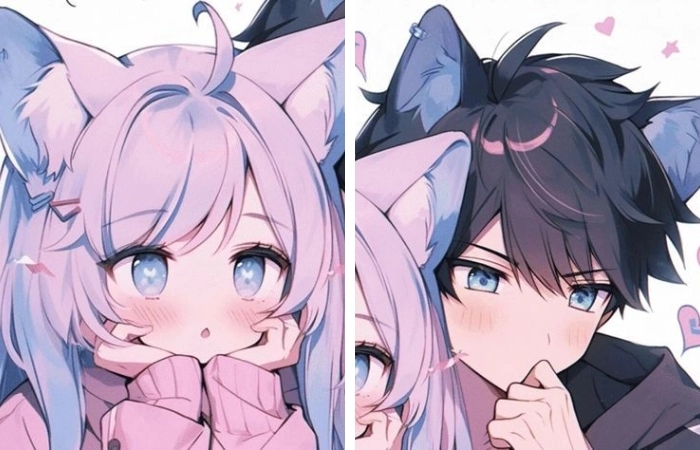 Hình cặp anime dễ thương mang đến cảm xúc vui vẻ, sinh động