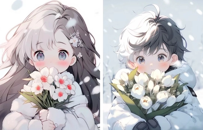Ảnh anime chibi cặp đôi thể hiện sự ngọt ngào đáng yêu