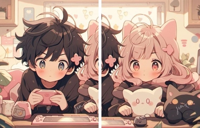 Hình nền anime cặp cute thể hiện sự đáng yêu của các nhân vật