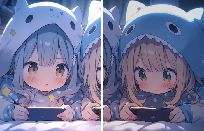 Ảnh anime nữ cặp thể hiện phong cách đáng yêu và nữ tính