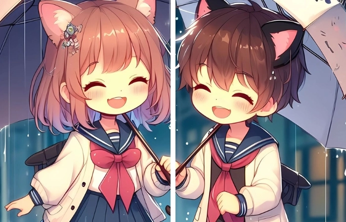 Ảnh cặp chibi cute mang đến khoảnh khắc đáng yêu