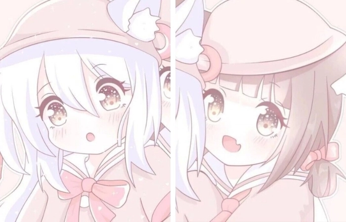 Anime nữ cặp đôi thể hiện tình bạn hoặc tình yêu đáng yêu