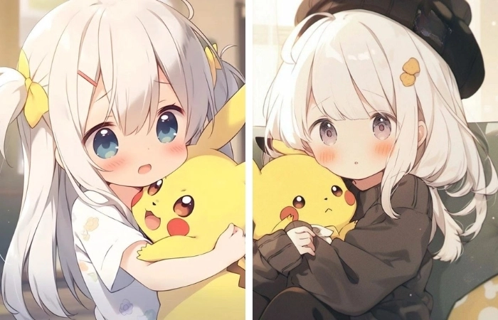 Hình anime cặp nữ giúp thể hiện phong cách nhẹ nhàng, tinh tế