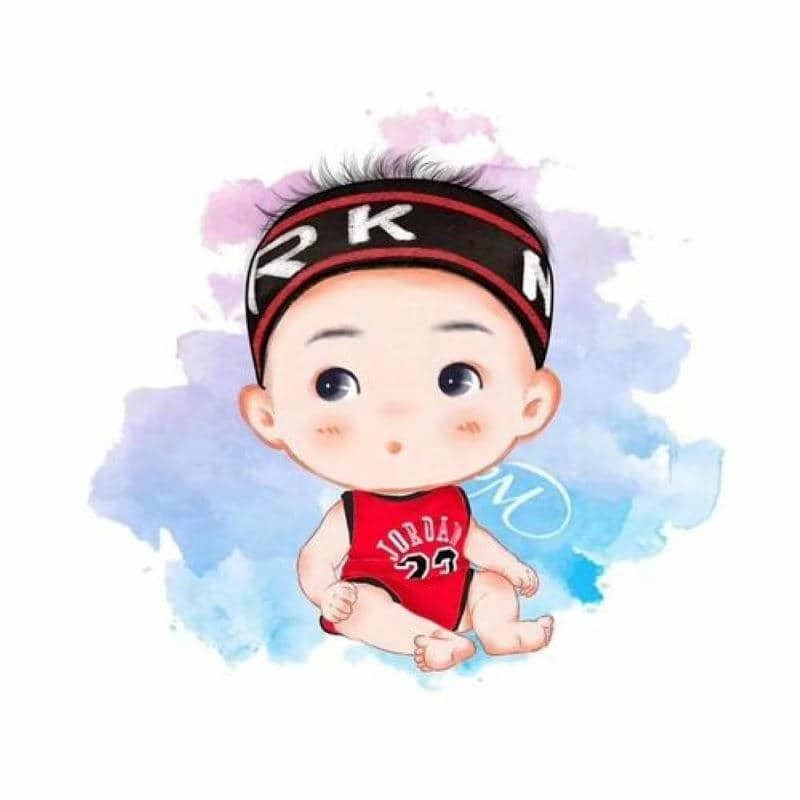 Thiệp mừng với chibi bé trai sinh nhật rực rỡ