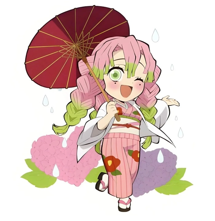 Góc ảnh kanroji mitsuri chibi cute dịu dàng đáng yêu