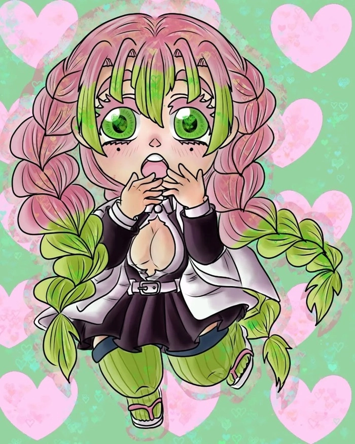 Khoảnh khắc mitsuri và shinobu chibi thật dễ thương