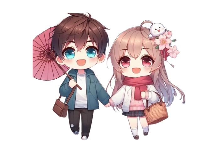 Anime nữ và nam với phong cách hài hòa, dễ thương