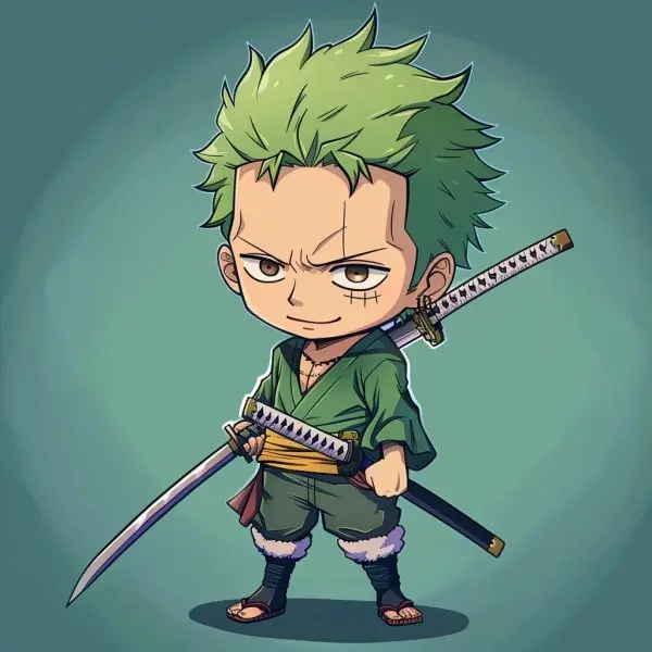 Phong cách zoro chibi head đáng yêu