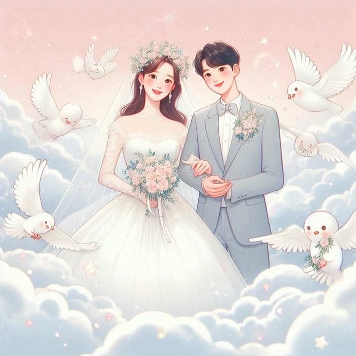 Tải về ngay mẫu cô dâu chú rể chibi vector cực xinh