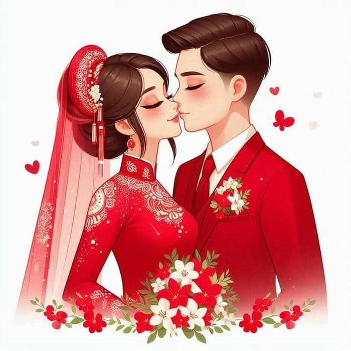 Tham khảo hình cô dâu chú rể hoạt hình sáng tạo