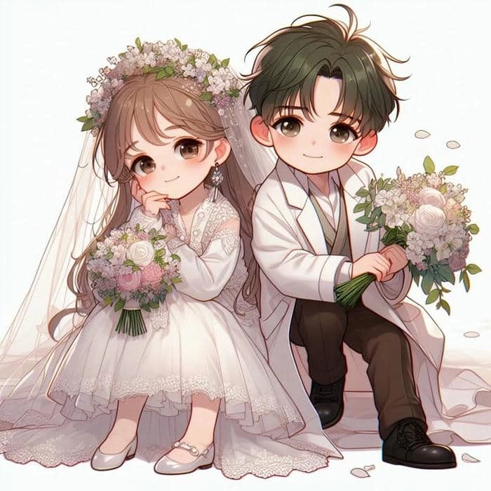 Khám phá bộ ảnh chibi cô dâu chú rể dễ thương