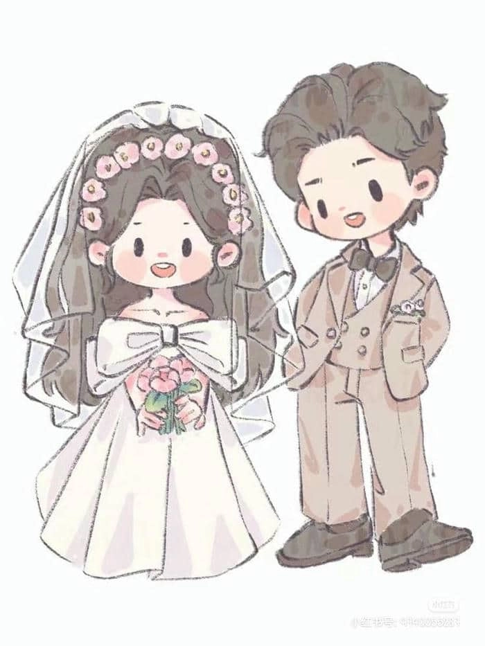 Lưu ngay bộ hình dâu rể chibi siêu cấp đáng yêu
