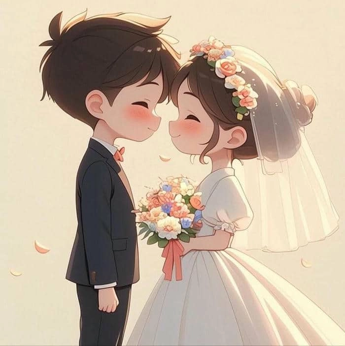 Chiêm ngưỡng hình cô dâu chú rể anime lãng mạn