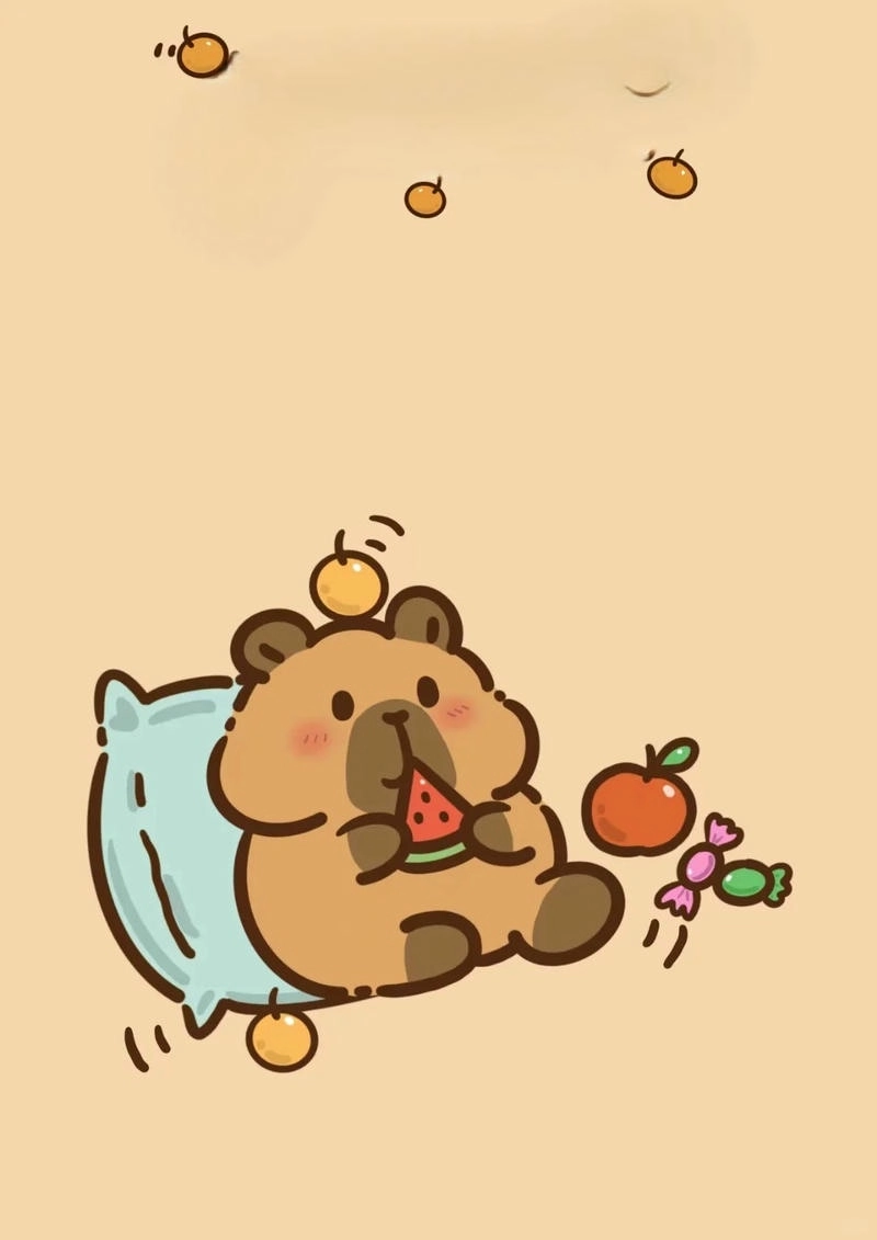 Cài ngay hình nền điện thoại capybara cute chibi