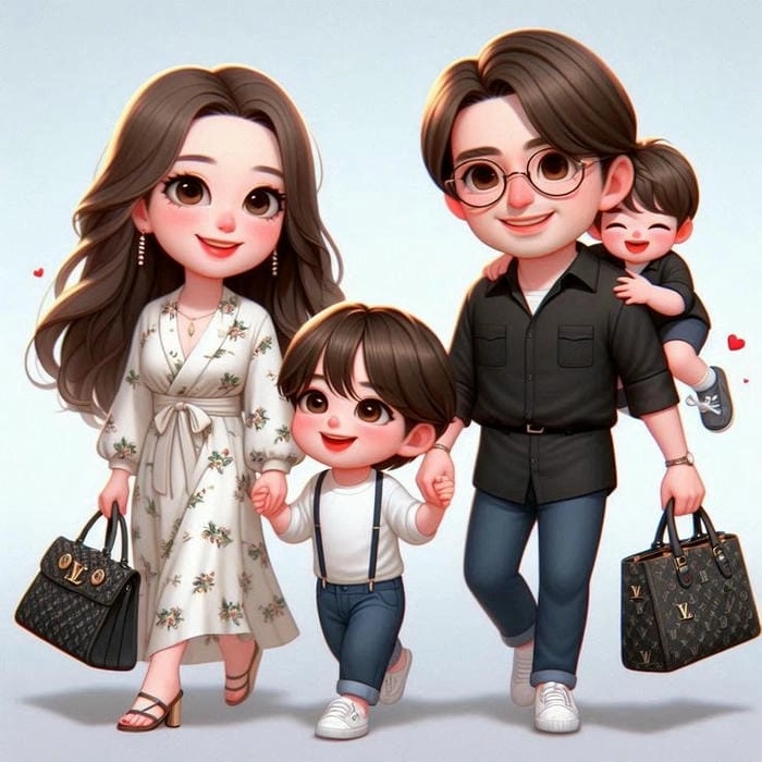 Cùng ngắm ảnh đại gia đình chibi sum vầy
