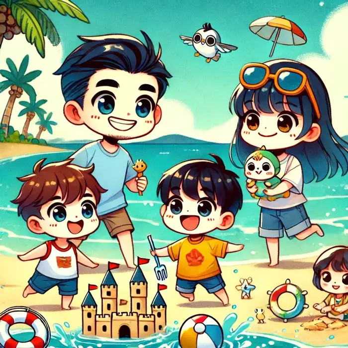 Bộ tranh vẽ gia đình chibi tặng người thân yêu
